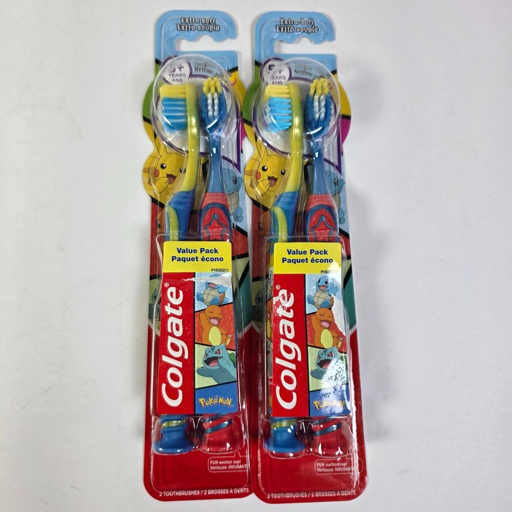 Lot of 2 Colgate Pokémon Kids Extra Soft Toothbrush 2 Packs New Sealed 4 Total